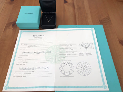 Tiffany & Co. 0.20ct VVS1 Diamond Pendant in Platinum 16 inch chain with Cert/Val/Packaging