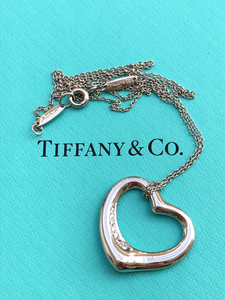 Tiffany & Co. Diamond & Platinum 'Medium' Elsa Peretti Heart Pendant Val/Boxes
