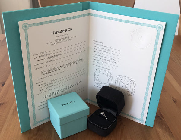 Tiffany & Co. 0.51tcw H/VVS1 Diamond and Platinum Legacy Engagement Ring Cert/Val/Receipt