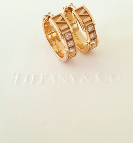 Tiffany & Co. 18ct Rose Gold and Diamond Atlas Earrings RRP $4200