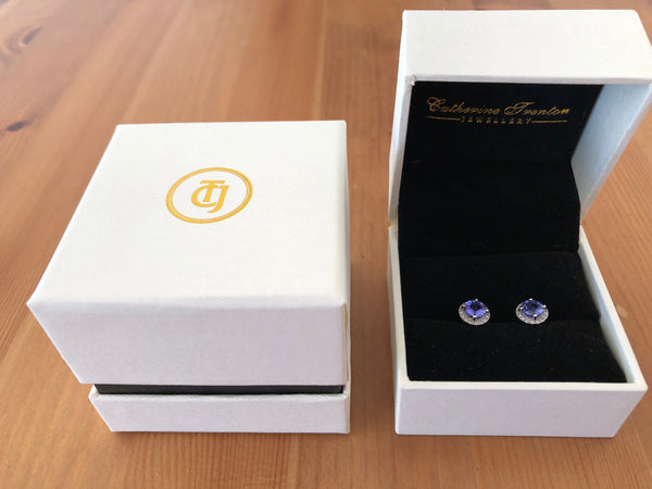 1.80tcw Tanzanite and 0.12tcw Diamond Earrings (Large) in 14ct White Gold CTJ