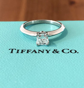 Tiffany & Co. 0.50ct E/VVS2 Diamond Princess Cut Solitaire Engagement Ring PT950