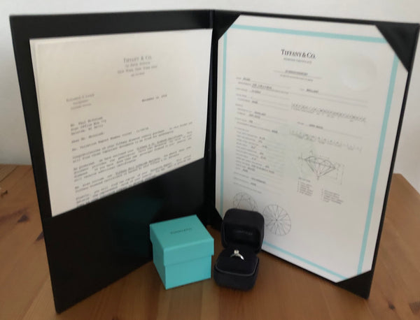 Tiffany & Co. 0.74ct I/VS2 Diamond Solitaire Engagement Ring PT950 Cert/Val/Rcpt