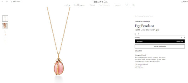 Tiffany & Co. Rare 18ct Yellow Gold and Pink Opal Egg Schlumberger Pendant