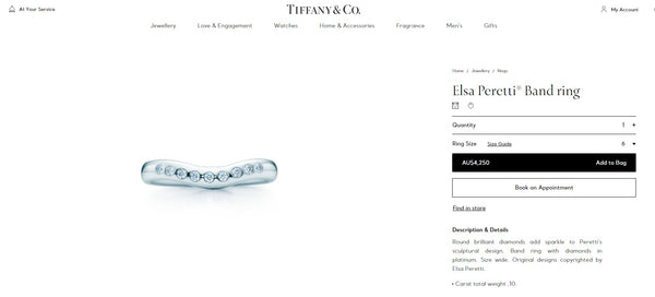 Tiffany & Co. Wide Platinum and 0.10tcw Diamond Curved Band Ring Boxes RRP $4450
