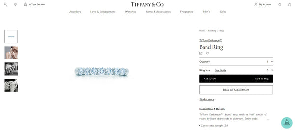Tiffany & Co. 0.57tcw Diamond Embrace 3mm Half Eternity Band PT950 $9400 Rct/Box