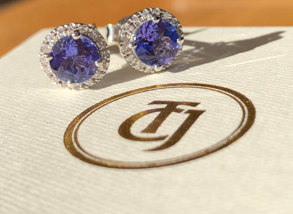 1.80tcw Tanzanite and 0.12tcw Diamond Earrings (Large) in 14ct White Gold CTJ