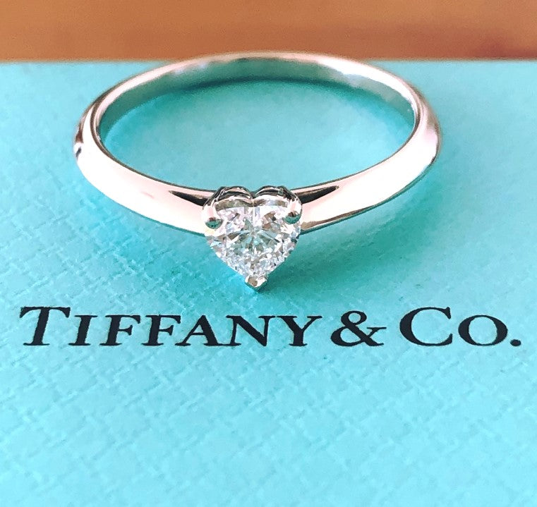Tiffany & Co. 0.40ct E/VS2 Heart Diamond Platinum Engagement Ring Cert/Val/Boxes