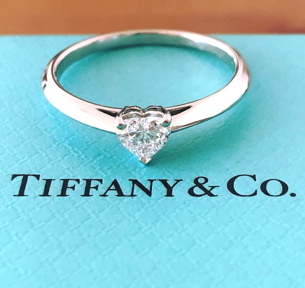 Tiffany & Co. 0.40ct E/VS2 Heart Diamond Platinum Engagement Ring Cert/Val/Boxes
