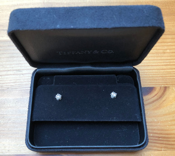 Tiffany & Co. 0.22tcw Diamond Stud 4 Prong Earrings in Platinum with Box