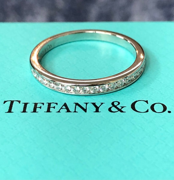 Tiffany & Co. 0.17tcw Diamond and Platinum Half Eternity Wedding/Anni Ring $4350