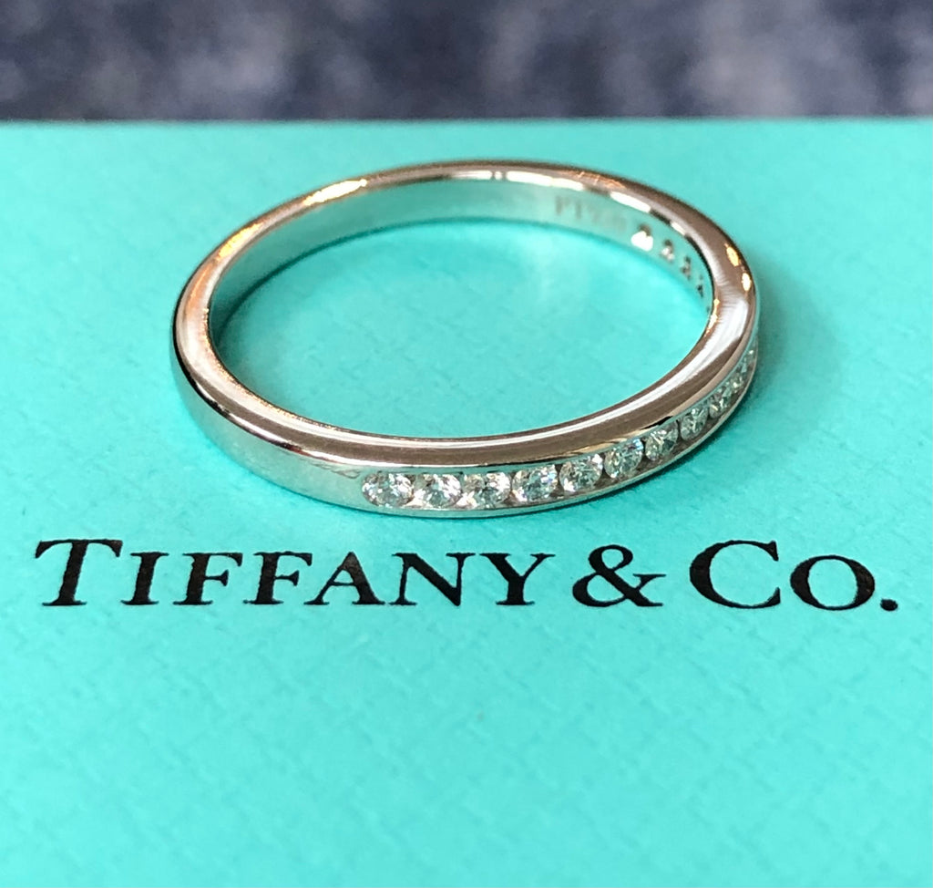 Tiffany Co. 0.17tcw Diamond and Platinum Half Eternity Wedding Anni Ring 4350