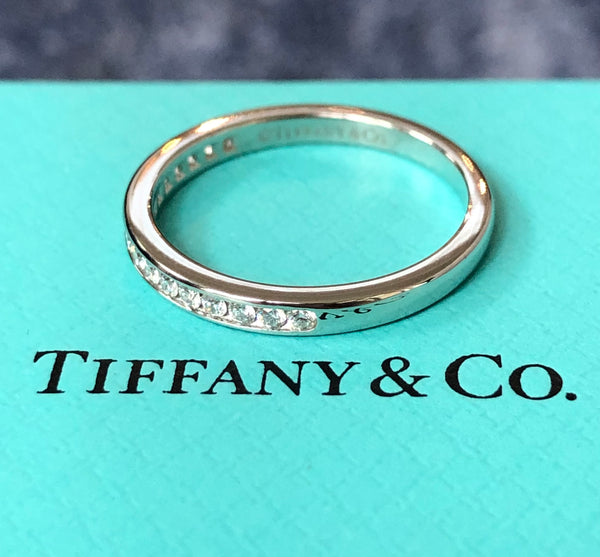 Tiffany & Co. 0.17tcw Diamond and Platinum Half Eternity Wedding/Anni Ring $4350