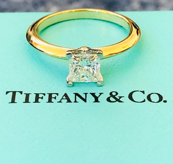 Tiffany & Co. 0.74ct F/VVS1 Princess Cut Diamond Solitaire Engagement Ring