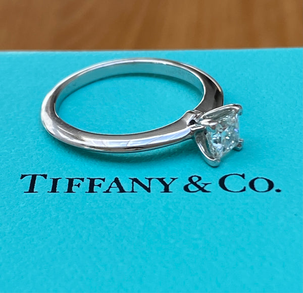 Tiffany & Co. 0.45ct H/VS1 Diamond Princess Cut Engagement Ring Cert/Val/Boxes