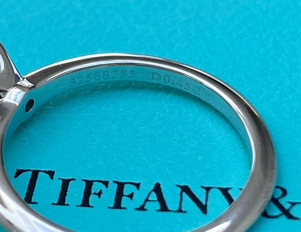 Tiffany & Co. 0.45ct H/VS1 Diamond Princess Cut Engagement Ring Cert/Val/Boxes