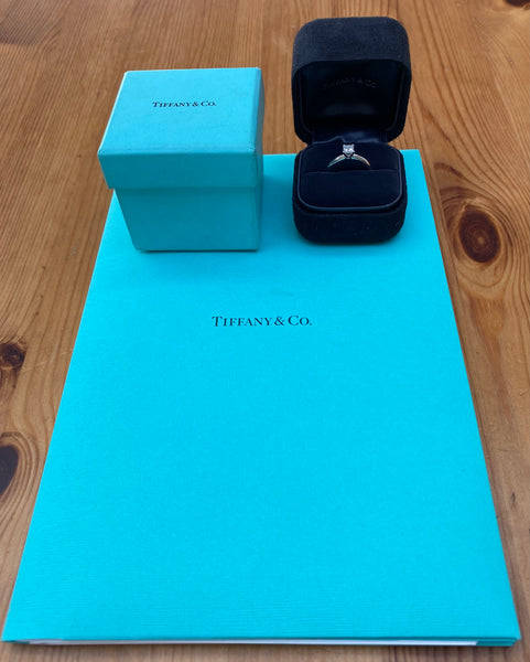 Tiffany & Co. 0.45ct H/VS1 Diamond Princess Cut Engagement Ring Cert/Val/Boxes