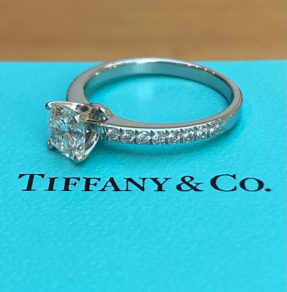 Tiffany & Co. 1.07tcw H/VS1 Novo Diamond Engagement Ring with Cert/Boxes