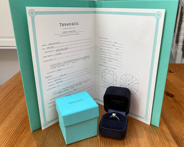 Tiffany & Co. 1.07tcw H/VS1 Novo Diamond Engagement Ring with Cert/Boxes