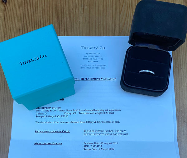 Tiffany & Co. 0.23tcw Diamond Novo Half Etenity Band Platinum w/ Paperwork