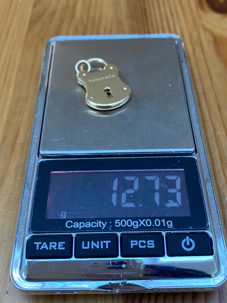 Tiffany & Co. Solid 18ct Gold 1980s Vintage Lock Pendant Extra Large 12.74 grams