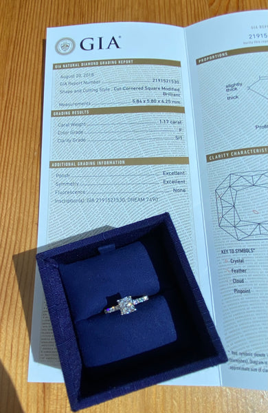 Hearts on Fire 1.37tcw - 1.17ct Centre F/SI1 Dream (Ideal Cut) Diamond Ring