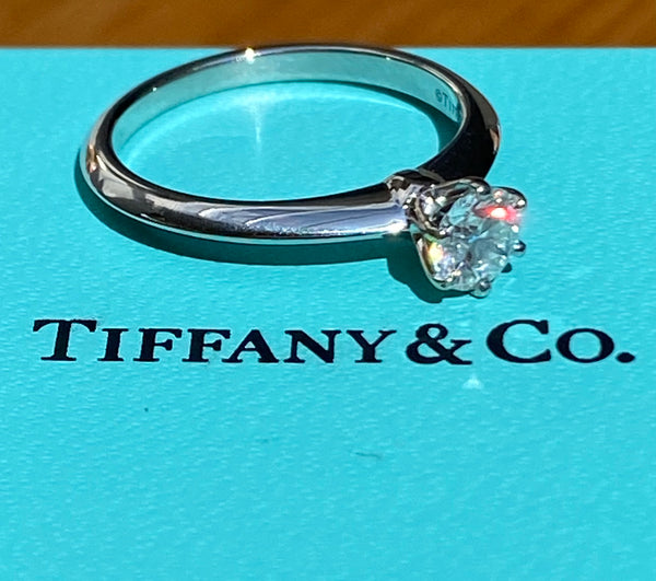 Tiffany & Co. 0.45ct E/VS1 Diamond Classic Engagement Ring Cert/Val/Boxes