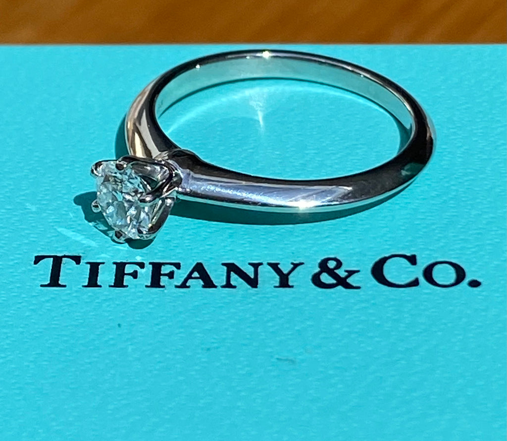 Tiffany Co. 0.45ct E VS1 Diamond Classic Engagement Ring Cert