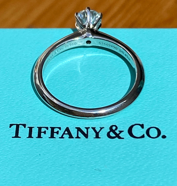 Tiffany & Co. 0.45ct E/VS1 Diamond Classic Engagement Ring Cert/Val/Boxes