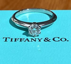 Tiffany & Co. 0.45ct E/VS1 Diamond Classic Engagement Ring Cert/Val/Boxes