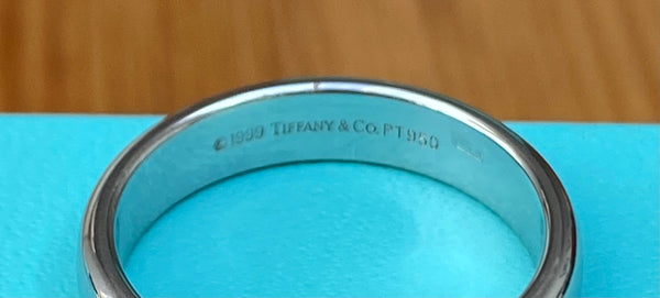 Tiffany & Co. Forever Platinum Wedding Band 4.5mm wide Boxes PT950 9.42gms