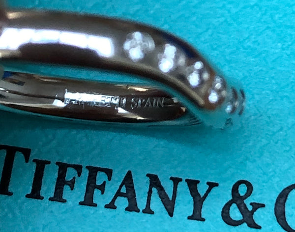 Tiffany & Co. Wide Platinum and 0.10tcw Diamond Curved Band Ring Boxes RRP $4450
