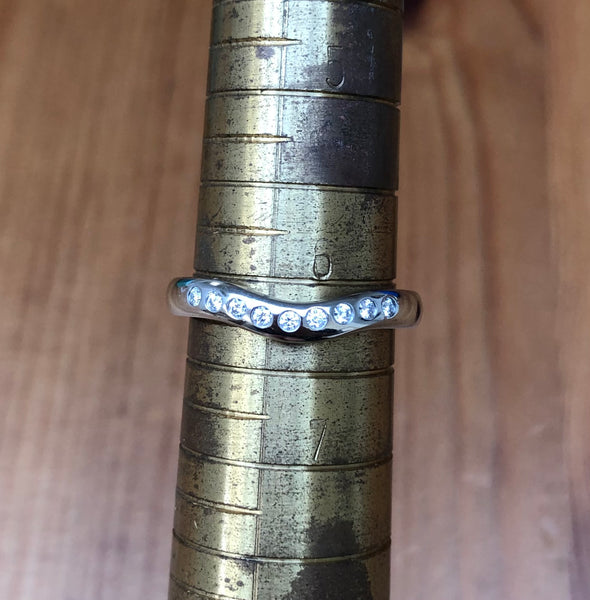 Tiffany & Co. Wide Platinum and 0.10tcw Diamond Curved Band Ring Boxes RRP $4450