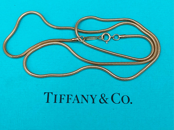 Tiffany & Co. Circa 2000 Vintage Solid 18ct Yellow Gold Snake Chain 18" Long