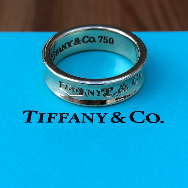 Tiffany & Co. Vintage 6mm Wide Solid 18ct Yellow Gold 1837 Ring US Size 6.5