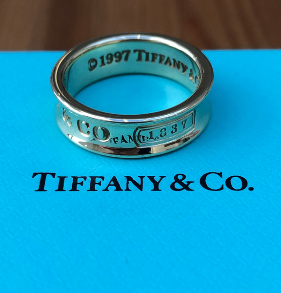 Tiffany & Co. Vintage 6mm Wide Solid 18ct Yellow Gold 1837 Ring US Size 6.5