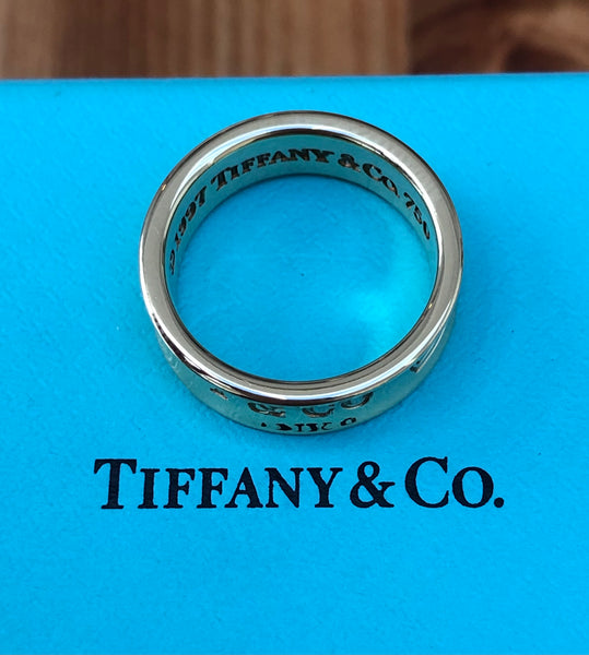 Tiffany & Co. Vintage 6mm Wide Solid 18ct Yellow Gold 1837 Ring US Size 6.5