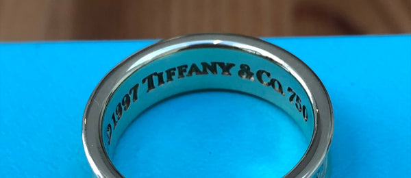 Tiffany & Co. Vintage 6mm Wide Solid 18ct Yellow Gold 1837 Ring US Size 6.5