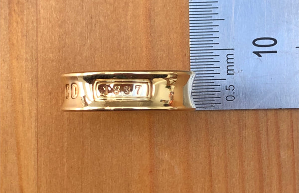 Tiffany & Co. Vintage 6mm Wide Solid 18ct Yellow Gold 1837 Ring US Size 6.5