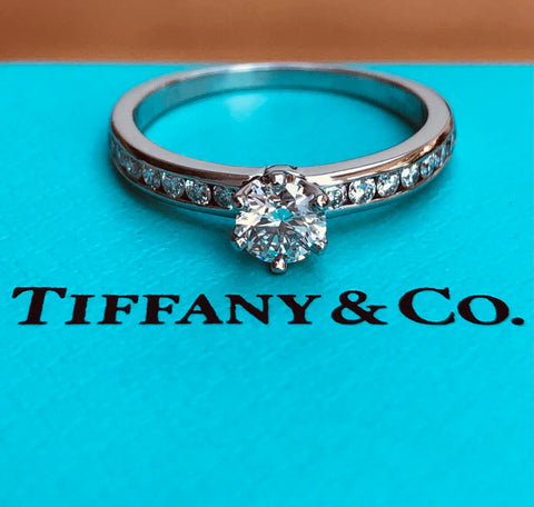 Tiffany & Co. 0.60tcw F/VS2 Diamond Engagement Ring w/ Accent Diamonds Cert/Val