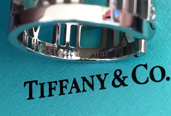 Tiffany & Co. 18ct White Gold and Diamond Wide Atlas Ring Size 8