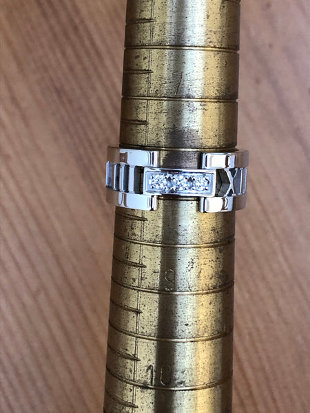 Tiffany & Co. 18ct White Gold and Diamond Wide Atlas Ring Size 8