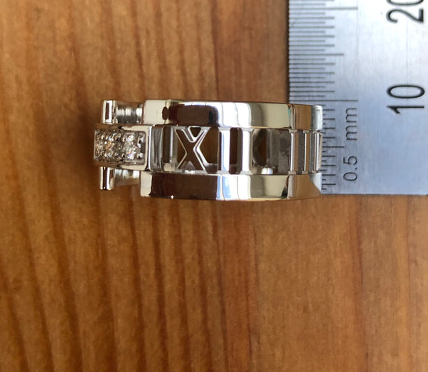 Tiffany & Co. 18ct White Gold and Diamond Wide Atlas Ring Size 8