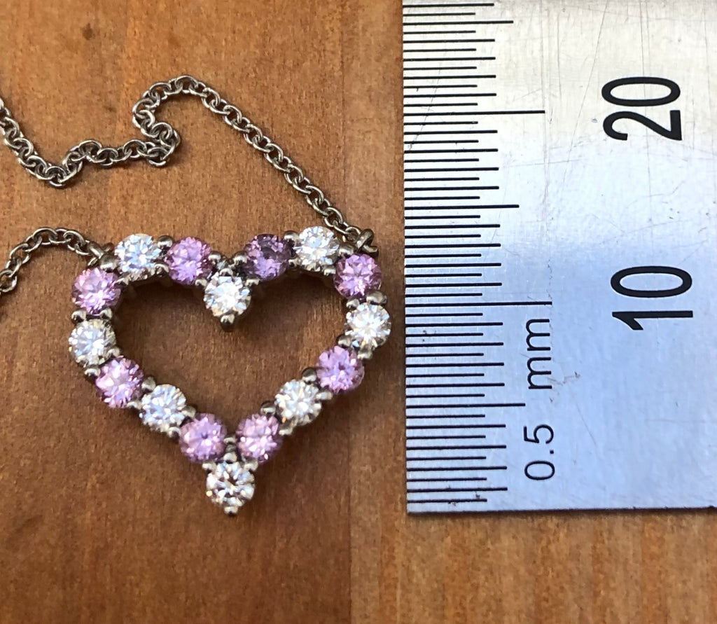 Pink Sapphire Elsa Peretti Heart Necklace Tiffany Diamond And