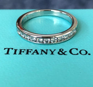 Tiffany & Co. 0.33tcw Diamond Half Eternity Band Platinum 3mm wide $6200