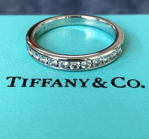 Tiffany & Co. 0.33tcw Diamond Half Eternity Band Platinum 3mm wide $6200