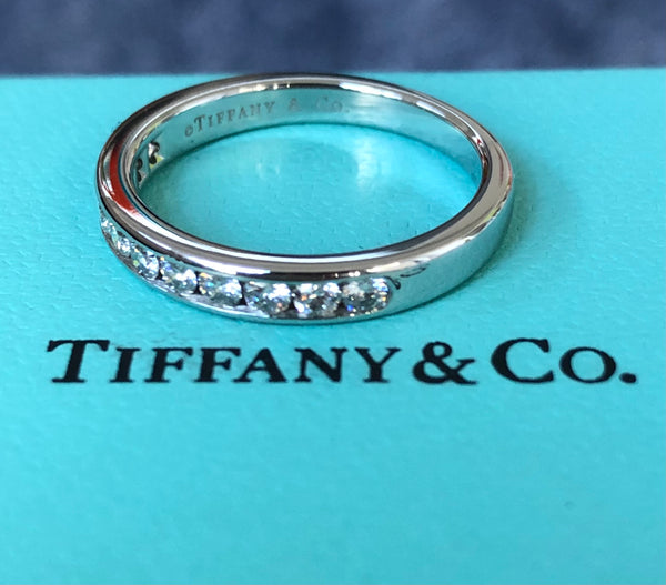 Tiffany & Co. 0.33tcw Diamond Half Eternity Band Platinum 3mm wide $6200