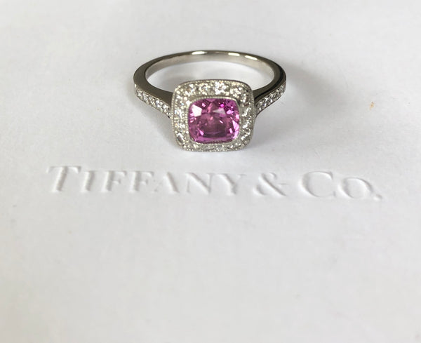 Tiffany & Co. 1.38ct Pink Sapphire & 0.31tcw Diamond Legacy Engagement Anniversary Ring