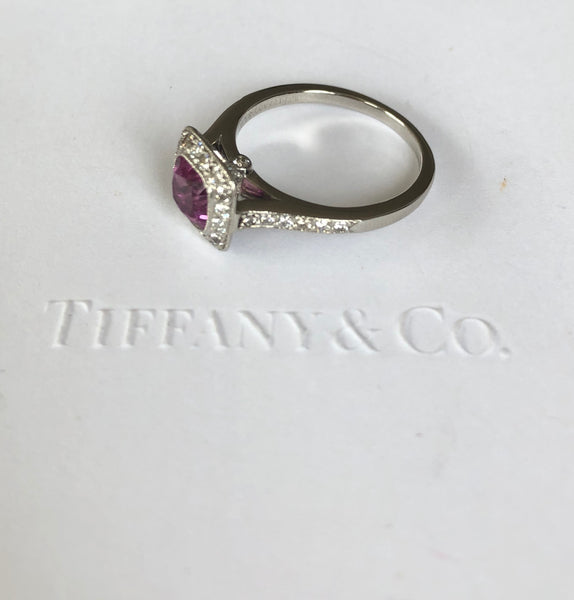 Tiffany & Co. 1.38ct Pink Sapphire & 0.31tcw Diamond Legacy Engagement Anniversary Ring
