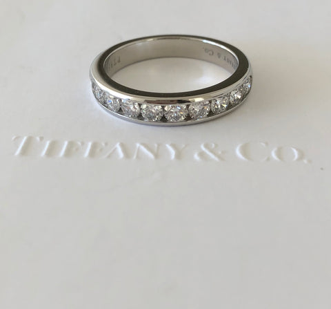 Tiffany & Co. 0.81tcw Diamond Half Eternity Band Platinum Size 7.5 Receipt/Box